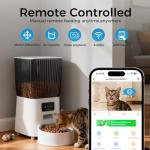 Pufuer Automatic Cat Feeder with Camera, 5L Smart Dog Food Dispenser with App Control, 1080P Night Vision, Two-Way Audio. 22 Cups Large Hopper, Motion Detection, Timer (5L Double Bowl)