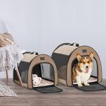 PETSFIT Portable Dog Crate, Travel Dog Crate - 19 Inch Lightweight, Roomy, Easy to Set Up, Sturdy Collapsible Dog Kennel with Thick Mat, Khaki