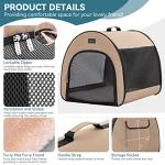 PETSFIT Portable Dog Crate, Travel Dog Crate - 19 Inch Lightweight, Roomy, Easy to Set Up, Sturdy Collapsible Dog Kennel with Thick Mat, Khaki