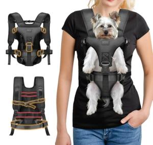 YUDODO Front Pet Carrier Backpack for Small Dogs and Cats, Secure and Breathable Mesh Travel Dog Carrier with Safety Belt, Ergonomic Support, Adjustable for Walking, Hiking (Black-Pro S)