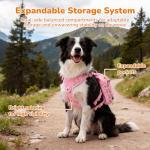 AOKOWN Dog Harness for Large Dogs, No Pull Service Dog Vest with Handle & Hook, Adjustable Dog Backpack with Side Pockets for Hiking Walking Training Running, Pink, L