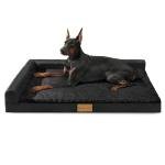 Patas Lague Orthopedic Dog Bed Large Sized Dog 36''X24'', Waterproof L Bolster Medium Pet Sofa Beds with Removable Washable Cover, Soft Comfortable Pet Couch Crate Mat with Nonskid Bottom, Black