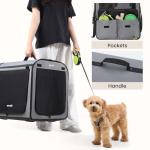 Dog Car Carrier Light Weight 24×17.7×20.5in, Dog Carrier Easy to Assemble, Dog Car Crate Portable and Breathable, Foldable Pet Carrier for Indoor and Outdoor, Dog Travel Crate with Curtain Gray