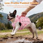 AOKOWN Dog Harness for Large Dogs, No Pull Service Dog Vest with Handle & Hook, Adjustable Dog Backpack with Side Pockets for Hiking Walking Training Running, Pink, L