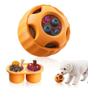havit Frozen Dog Treats Toy to Keep Them Busy, Cognitive Dog Enrichment Toys,Interactive Toys Long Lasting, Easy to Clean (Orange)