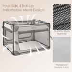 EHEYCIGA Collapsible Dog Crate 30 Inches, Portable Travel Crate for Medium Dogs, Soft Foldable Pet Kennel with 4-Door Mesh Windows Indoor & Outdoor, Grey