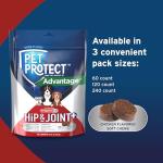 Pet Protect Dog Hip & Joint+ Supplement for Active & Aging Dogs, Vet-Formulated Synovi G4, Dog Glucosamine, Chicken-Flavored Soft Chews (120 Count)