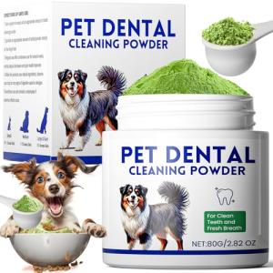 Dog Dental Powder, Dog Teeth Cleaning Powder, Targets Tartar & Reduces Plaque & Bad Breath - Teeth Cleaning Made Easy Eliminate - Meat-Flavored Formulated