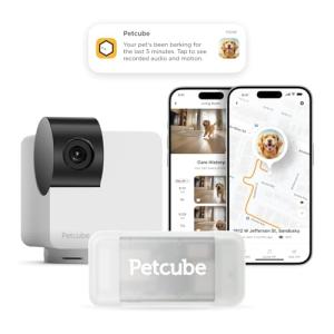 Petcube Cam 360 with GPS Tracker Bundle | Pet Security Camera with 360 Rotation, 1080p HD Video, Motion Detection, Night Vision and GPS LocationTracker with Escape Alerts and Virtual Fences (All in on