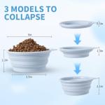 SLSON Collapsible Dog Bowl, 2Pack Macaron Color Pet Travel Bowls Silicone Foldable Water Feeder Dish for Small to Large Dogs Cat Walking Hiking Camping (Macaron Blue and Light Grey, Small)