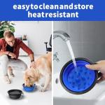 2 Pack [Slow Feeder Design + Regular], Collapsible Dog Bowl Travel Portable Pet Bowls, [34oz,1000ml] Foldable Food Water Feeding Dishes for Traveling Hiking Walking with Carabiners [Blue,Black]