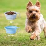 SLSON Collapsible Dog Bowl, 2Pack Macaron Color Pet Travel Bowls Silicone Foldable Water Feeder Dish for Small to Large Dogs Cat Walking Hiking Camping (Macaron Blue and Light Grey, Small)