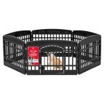 IRIS USA 24" 6-Panel Pet Dog Puppy Playpen with Door, for Puppy Small Dogs Keep Pets Secure Easy Assemble Easy Storing Customizable Non-Skid Rubber Feet, Foldable, Black