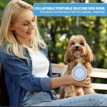 SLSON Collapsible Dog Bowl, 2Pack Macaron Color Pet Travel Bowls Silicone Foldable Water Feeder Dish for Small to Large Dogs Cat Walking Hiking Camping (Macaron Blue and Light Grey, Small)
