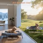 Lekereise Raised Dog Bed for Small Dog 32x25 Inch, Comfortable Orthopedic Pet Beds with Egg Crate Foam, Removable Dogs Couch Bed for Indoor Outdoor, Load 40lb, Grey