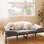 Lekereise Raised Dog Bed for Small Dog 32x25 Inch, Comfortable Orthopedic Pet Beds with Egg Crate Foam, Removable Dogs Couch Bed for Indoor Outdoor, Load 40lb, Grey