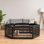 IRIS USA 24" 6-Panel Pet Dog Puppy Playpen with Door, for Puppy Small Dogs Keep Pets Secure Easy Assemble Easy Storing Customizable Non-Skid Rubber Feet, Foldable, Black