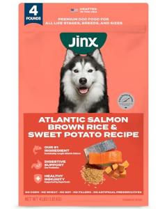 Jinx Premium Dry Dog Food, for All Life-Stages - Real Salmon, Brown Rice & Sweet Potato Kibble with Superfoods for Immune Support & Probiotics for Digestive Support - No Fillers – 4lb