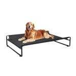 Veehoo Raised Dog Beds for Large Dogs, Washable Dog Cot with Headrest Sides, Outdoor Elevated Dog Bed with Non-Skid Feet, Breathable Mesh, Cooling Pet Hammock for Indoor or Camping, 42", Black
