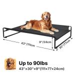 Veehoo Raised Dog Beds for Large Dogs, Washable Dog Cot with Headrest Sides, Outdoor Elevated Dog Bed with Non-Skid Feet, Breathable Mesh, Cooling Pet Hammock for Indoor or Camping, 42", Black