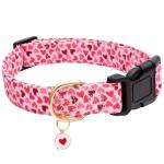 Faygarsle Valentine's Day Cute Loving Heart Printed Collar for Small Medium Large Dogs - Pink Cotton Collar for Girl and Boy Dogs