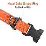 Joytale Reflective Dog Collar, Soft Neoprene Padded, Metal D-Ring, Nylon Pet Collar Adjustable for Large Dogs, Orange, L