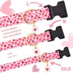 Faygarsle Valentine's Day Cute Loving Heart Printed Collar for Small Medium Large Dogs - Pink Cotton Collar for Girl and Boy Dogs
