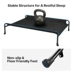 Veehoo Outdoor Elevated Dog Bed with Headrest Sides, Raised Dog Beds for Large Dogs, Washable Cooling Dog Cot with Non-Skid Feet, Breathable Mesh, Pet Hammock for Indoor or Camping, 41", Black
