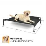 Veehoo Outdoor Elevated Dog Bed with Headrest Sides, Raised Dog Beds for Large Dogs, Washable Cooling Dog Cot with Non-Skid Feet, Breathable Mesh, Pet Hammock for Indoor or Camping, 41", Black
