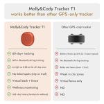 Molly&Cody GPS + Bluetooth Pet Tracker for Cats & Dogs – Real‑Time Tracking, Virtual Fence, IP67 Waterproof, Up to 60‑Day Battery, Health Monitoring, iOS/Android – Subscription Required (Red)
