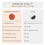 Molly&Cody GPS + Bluetooth Pet Tracker for Cats & Dogs – Real‑Time Tracking, Virtual Fence, IP67 Waterproof, Up to 60‑Day Battery, Health Monitoring, iOS/Android – Subscription Required (Red)