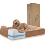 Rainmr Orthopedic Dog Beds for Large Dogs, 7" Memory Foam Dog Beds with Waterproof Liner, Durable Microsuede Cover, Removable and Washable, Nonskid Bottom, 48"x30"x7" L Khaki