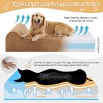 Rainmr Orthopedic Dog Beds for Large Dogs, 7" Memory Foam Dog Beds with Waterproof Liner, Durable Microsuede Cover, Removable and Washable, Nonskid Bottom, 48"x30"x7" L Khaki
