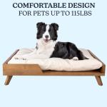 Elevated Dog Bed - 36” x 29.5” Indoor Pet Bed with Frame and Soft Cushion - Mid-Century Modern Wood Dog Bed for Medium to Large Pets by PETMAKER (Natural)