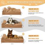 Rainmr Orthopedic Dog Beds for Large Dogs, 7" Memory Foam Dog Beds with Waterproof Liner, Durable Microsuede Cover, Removable and Washable, Nonskid Bottom, 48"x30"x7" L Khaki