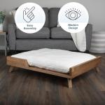 Elevated Dog Bed - 36” x 29.5” Indoor Pet Bed with Frame and Soft Cushion - Mid-Century Modern Wood Dog Bed for Medium to Large Pets by PETMAKER (Natural)