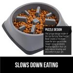 GORILLA GRIP Patented BPA Free Slow Feeder Dog Bowls, Interactive Puzzle Toy for Dogs and Cats Food Training Enrichment, Keeps Pets Busy and Prevents Puppy Overeating, All Breeds, 2 Cup, Gray