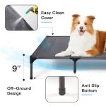 Suddus Elevated Dog Bed for Large Dogs 140lb, Breathable Cooling Raised Dog Cot with Dual Support Bars & Metal Frame, No-Slip Feet, Waterproof Pet Bed for Indoor/Outdoor, X-Large, 48 * 36 * 9in, Grey