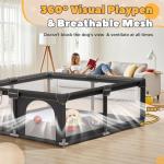 50x50x26 Inches Puppy Playpen with Gate, Dog Playpen for Puppies or Small Dogs, Sturdy Safety Dog Fence Pet Playpen with Thickened Fabric, High-Strength Nylon Wire Mesh for Indoor & Outdoor,Washable