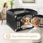 Simple Deluxe Dog Playpen, 24" Exercise 4-Panel Pet Playpen with Door, Safe and Secure, Folding and Portable Puppy Playpen for Puppies and Small Dogs, Black