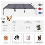 Suddus Elevated Dog Bed for Large Dogs 140lb, Breathable Cooling Raised Dog Cot with Dual Support Bars & Metal Frame, No-Slip Feet, Waterproof Pet Bed for Indoor/Outdoor, X-Large, 48 * 36 * 9in, Grey