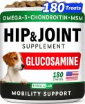 Glucosamine for Dogs w/Chondroitin - Hip & Joint Supplement for Dogs w/Omega-3 Fish Oil - Chondroitin MSM - Advanced Mobility Chews - Joint Pain Relief - Hip & Joint Care - Made in USA (180Ct)