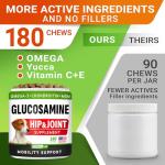 Glucosamine for Dogs w/Chondroitin - Hip & Joint Supplement for Dogs w/Omega-3 Fish Oil - Chondroitin MSM - Advanced Mobility Chews - Joint Pain Relief - Hip & Joint Care - Made in USA (180Ct)
