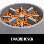 GORILLA GRIP Patented BPA Free Slow Feeder Dog Bowls, Interactive Puzzle Toy for Dogs and Cats Food Training Enrichment, Keeps Pets Busy and Prevents Puppy Overeating, All Breeds, 2 Cup, Gray