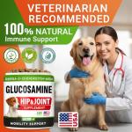 Glucosamine for Dogs w/Chondroitin - Hip & Joint Supplement for Dogs w/Omega-3 Fish Oil - Chondroitin MSM - Advanced Mobility Chews - Joint Pain Relief - Hip & Joint Care - Made in USA (180Ct)
