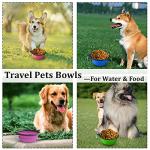 LAVAED 4 Pack Collapsible Dog Bowl Portable Foldable Travel Pets Bowls Cats Water Feeding Food Bowls Silicone Expandable Cup Dish Puppies for Walking Camping Outdoors with Carabiner Clip