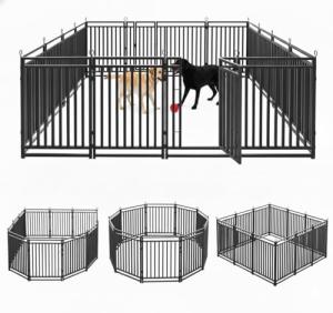Petorldog Dog Fence Outdoor Indoor, 40 Inches Height, 16 Panels Dog Playpen for Large/Medium/Small Dogs Metal Dog Pen for Yard Camping and RV, Black-Silver