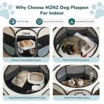 MZNZ Dog Cat Playpen, Portable Puppy Pet Crate Indoor for Small Dogs Cats Rabbits, Foldable Dog Cage Enclosure for Outdoor, Pop Up Dogs Tent Kennel with Carrying Case, Grey