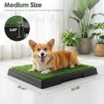 DUMOS Dog Grass Pad with Tray, 25" x 20" Grass Pad for Dogs Potty, Reusable Artificial Grass Pee Pad for Indoor & Outdoor Use, Easy Clean with Drainage Holes, for Puppy Potty Training