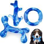 Furdog 3Pack Dog Toys for Aggressive Chewers Dog Chew Toy Tough Dog Toys to Keep Them Busy Bacon Flavor Teething Chew Toys & Dental Health for Large Medium Small Breeds (Blue)